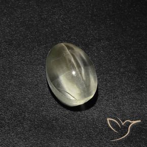 Sillimanite œil de chat Blanc chaud naturelle ovale, 2.87 ct, Translucide