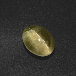 Sillimanite œil de chat Brun verdâtre naturelle Coupe ovale, 2.46 ct, Translucide