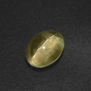 Sillimanite œil de chat Brun verdâtre naturelle Coupe ovale, 2.46 ct, Translucide