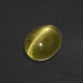 Sillimanite œil de chat Brun verdâtre naturelle Coupe ovale, 2.32 ct, Translucide