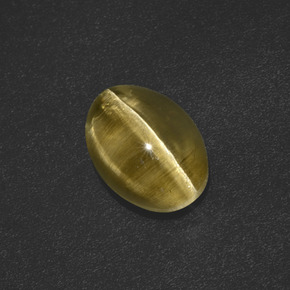 Sillimanite œil de chat Brun verdâtre naturelle Coupe ovale, 2.87 ct, Translucide