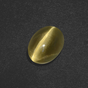Sillimanite œil de chat Brun verdâtre naturelle Coupe ovale, 3.41 ct, Translucide