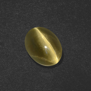 Sillimanite œil de chat Brun verdâtre naturelle Coupe ovale, 3.41 ct, Translucide