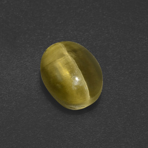 Sillimanite œil de chat Brun verdâtre naturelle Coupe ovale, 2.39 ct, Translucide