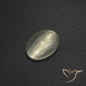 Sillimanite œil de chat Blanc chaud naturelle ovale, 1.73 ct, Translucide