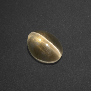 Sillimanite œil de chat Brun verdâtre naturelle Coupe ovale, 1.58 ct, Translucide