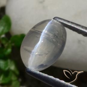 Sillimanite œil de chat Gris très clair naturelle ovale, 1.42 ct, Transparent