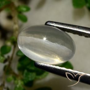 Sillimanite œil de chat Gris très clair naturelle ovale, 1.65 ct, Transparent