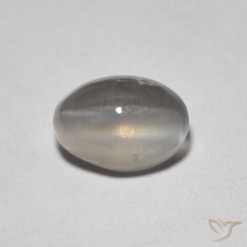 1.64ct Naturel Gris très clair Sillimanite œil de chat, ovale, Transparent