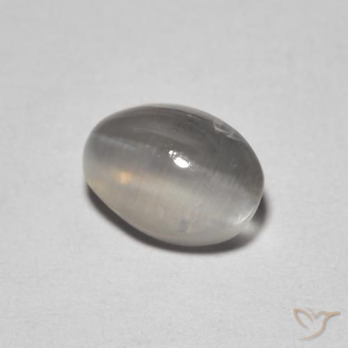 Sillimanite œil de chat Gris très clair naturelle ovale, 1.64 ct, Transparent
