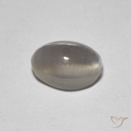 Sillimanite œil de chat Gris très clair naturelle ovale, 1.64 ct, Transparent