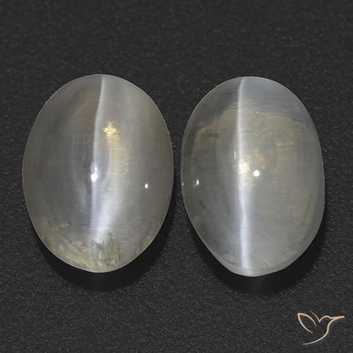 2.78ctw Naturel Blanc chaud Sillimanite œil de chat, ovale, Transparent