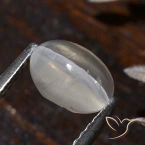 Sillimanite œil de chat Blanc chaud naturelle ovale, 1.58 ct, Transparent