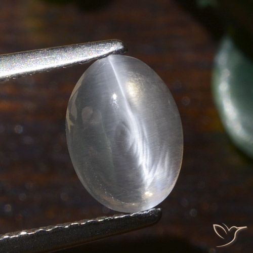 1.54ct Naturel Blanc chaud Sillimanite œil de chat, ovale, Translucide