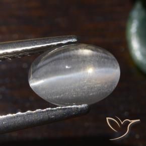 Sillimanite œil de chat Blanc chaud naturelle ovale, 1.54 ct, Translucide