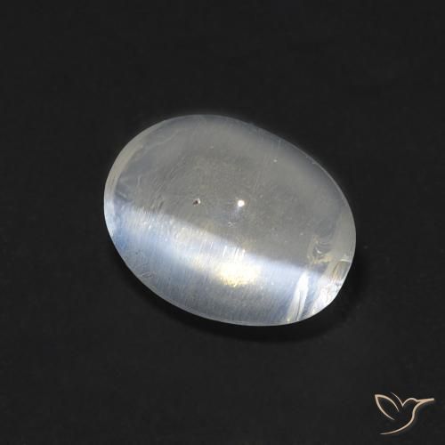 Sillimanite œil de chat Blanc chaud naturelle ovale, 1.52 ct, Transparent
