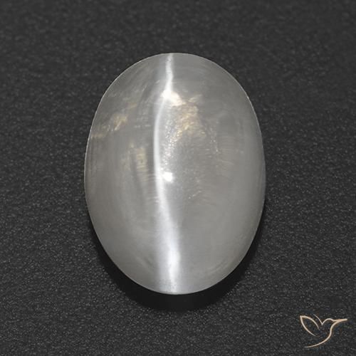 1.82ct Naturel Blanc clair Sillimanite œil de chat, ovale, Transparent