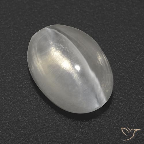 Sillimanite œil de chat Blanc clair naturelle ovale, 1.82 ct, Transparent