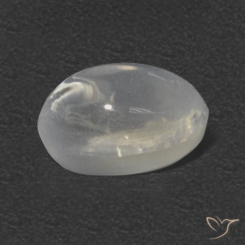 Sillimanite œil de chat Blanc clair naturelle ovale, 1.82 ct, Transparent