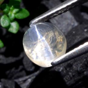 Sillimanite cat's eye blanc naturelle coupe ovale, 1,93 ct, transparent