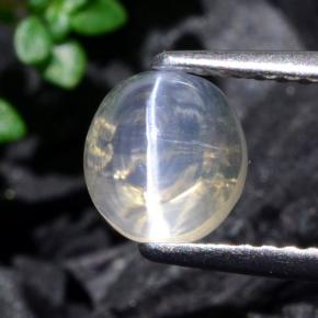 Sillimanite cat's eye blanc naturelle coupe ovale, 1,93 ct, transparent