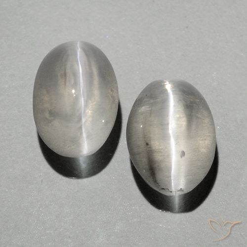2.03ctw Naturel Blanc chaud Sillimanite œil de chat, ovale, Transparent