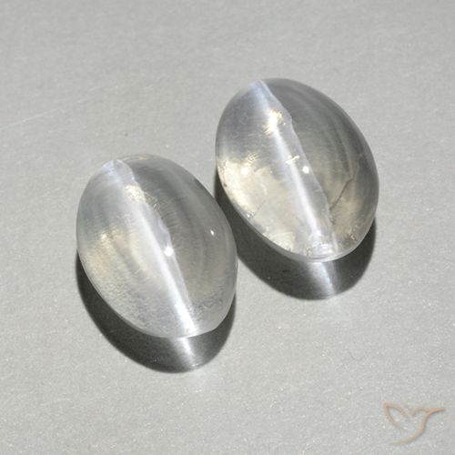 1.89ctw Naturel Blanc chaud Sillimanite œil de chat, ovale, Transparent