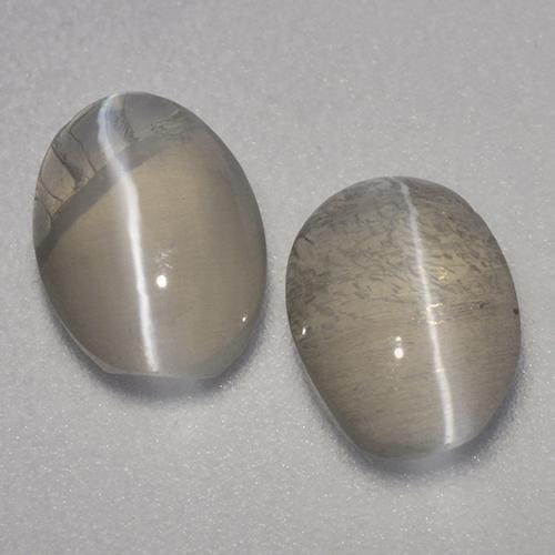 1.95ctw Naturel Brun gris Oeil de chat Sillimanite, ovale, Transparent