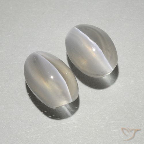 2.10ctw Naturel Blanc chaud Sillimanite œil de chat, ovale, Transparent