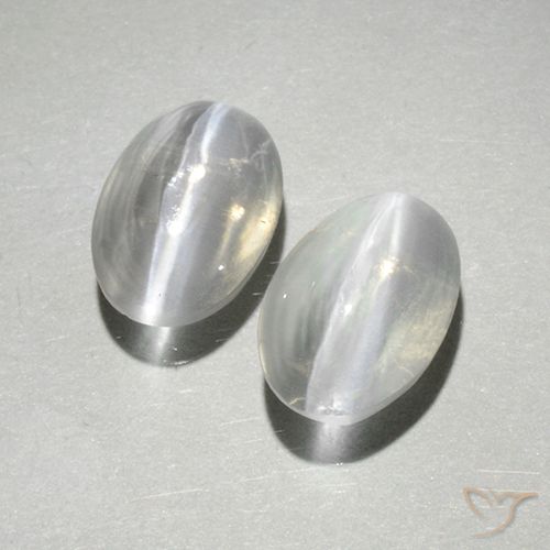 2.00ctw Naturel Blanc Sillimanite œil de chat, ovale, Transparent