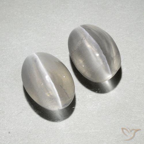 2.32ctw Naturel Blanc chaud Sillimanite œil de chat, ovale, Transparent