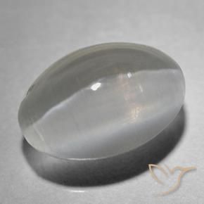 Sillimanite œil de chat Gris très clair naturelle ovale, 1.43 ct, Transparent