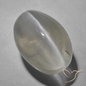 Sillimanite œil de chat Gris très clair naturelle ovale, 1.63 ct, Transparent