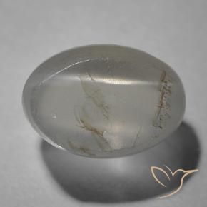 Sillimanite œil de chat Gris très clair naturelle ovale, 1.63 ct, Transparent