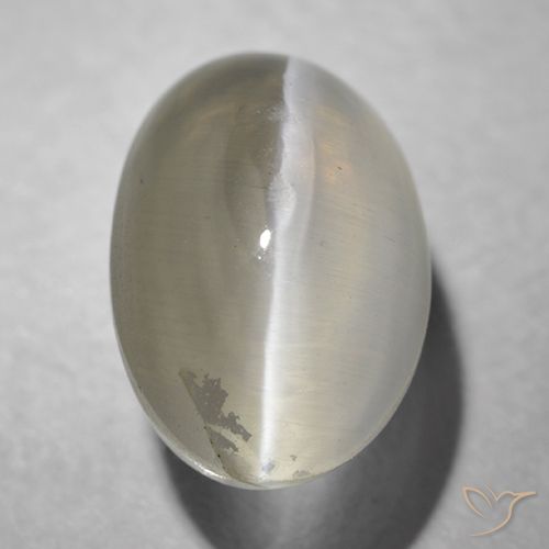 1.41ct Naturel Gris très clair Sillimanite œil de chat, ovale, Transparent