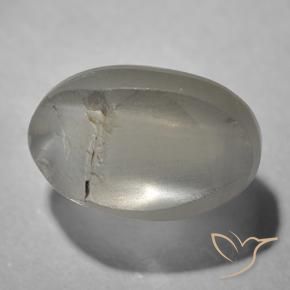 Sillimanite œil de chat Gris très clair naturelle ovale, 1.43 ct, Transparent
