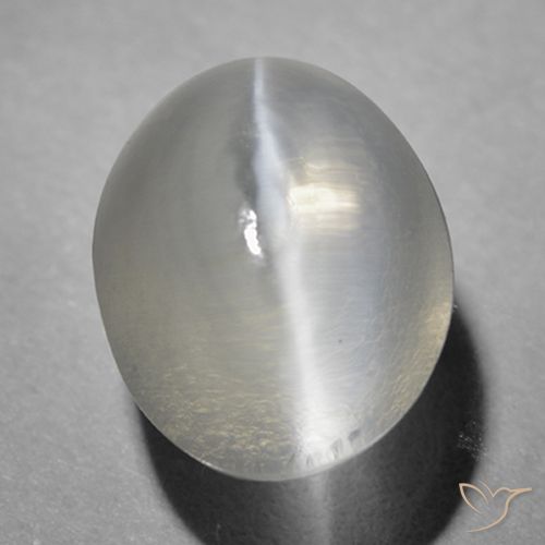 1.46ct Naturel Gris très clair Sillimanite œil de chat, ovale, Transparent