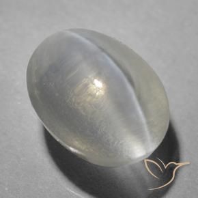 Sillimanite œil de chat Gris très clair naturelle ovale, 1.46 ct, Transparent