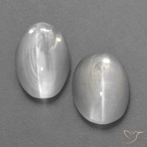 2.08ctw Naturel Blanc Sillimanite œil de chat, ovale, Transparent