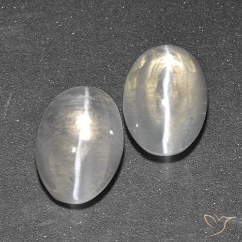 2.69ctw Naturel Blanc chaud Sillimanite œil de chat, ovale, Transparent