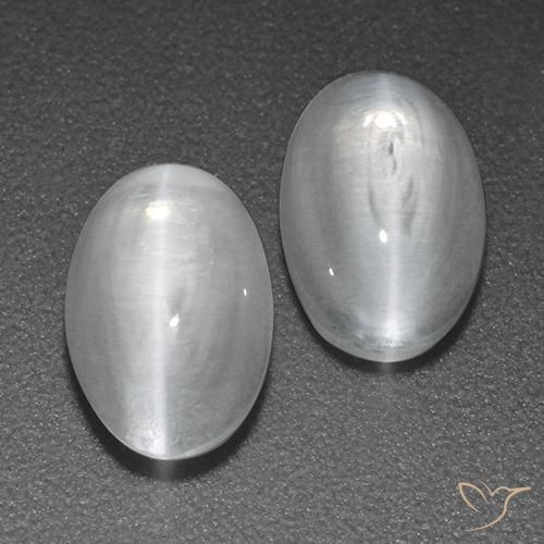 2.41ctw Naturel Blanc Sillimanite œil de chat, ovale, Transparent