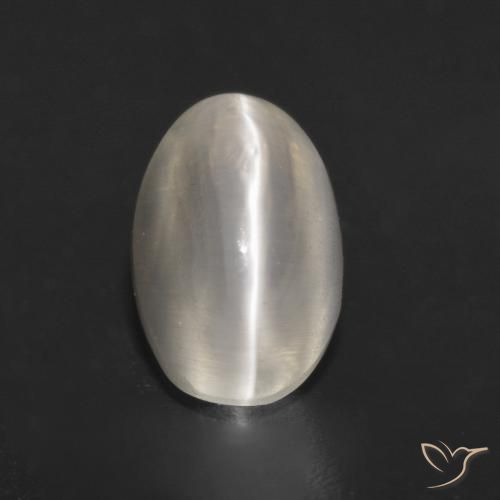 Sillimanite œil de chat Gris très clair naturelle Coupe ovale, 1.40 ct, Translucide