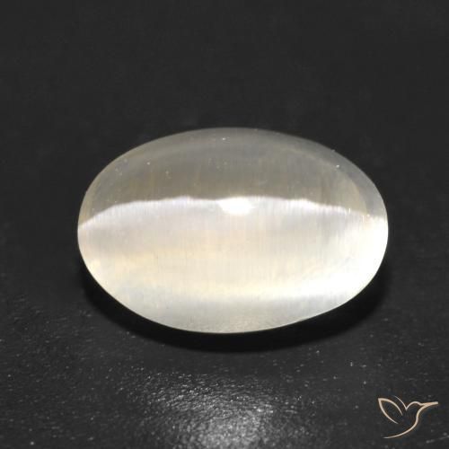 Sillimanite œil de chat Gris très clair naturelle ovale, 1.29 ct, Transparent