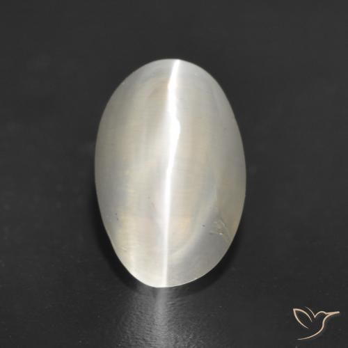 1.23ct Naturel Blanc chaud Sillimanite œil de chat, ovale, Translucide