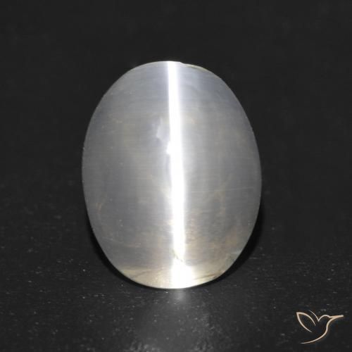 1.24ct Naturel Blanc chaud Sillimanite œil de chat, ovale, Transparent