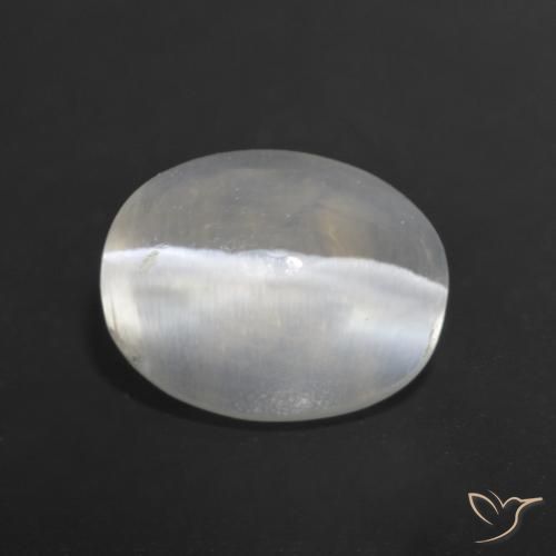 Sillimanite œil de chat Blanc chaud naturelle ovale, 1.24 ct, Transparent