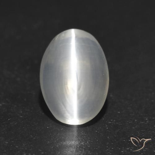 1.21ct Naturel Blanc Sillimanite œil de chat, ovale, Transparent