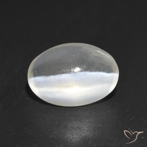 Sillimanite œil de chat Blanc naturelle ovale, 1.21 ct, Transparent