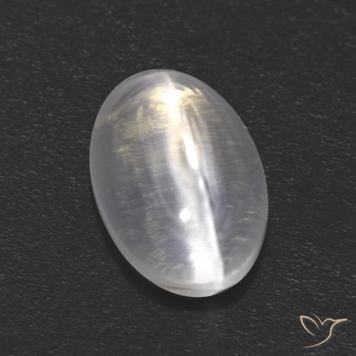 1.21ct Naturel Blanc clair Sillimanite œil de chat, ovale, Transparent