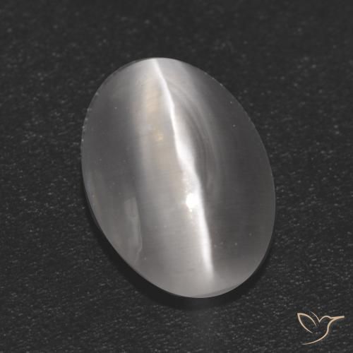 1.16ct Naturel Blanc clair Sillimanite œil de chat, ovale, Transparent